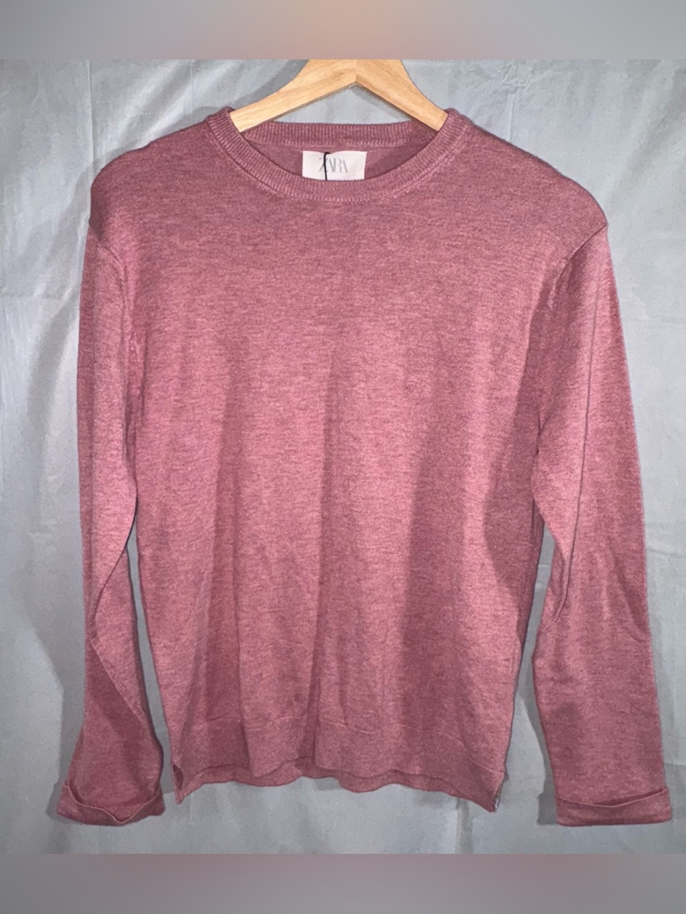 Zara Kids Sweater Girls Size 13-14 164cm Pink Crew Neck Fine Knit Long Sleeve
